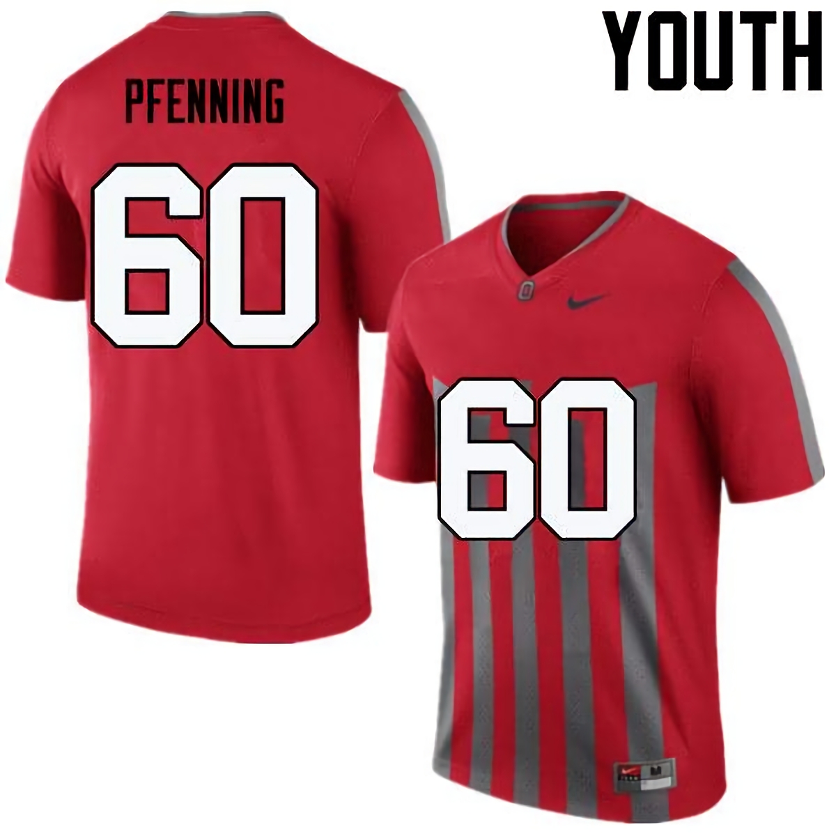 Blake Pfenning Ohio State Buckeyes Youth NCAA #60 Nike Throwback Red College Stitched Football Jersey YRS3156ZU